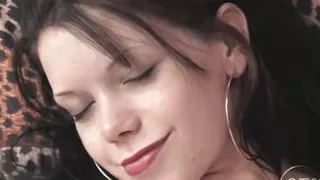 8teenhub - Solo Brunette in "sailor-like" Black and White Lingerie, Gets off with Fingers and Vibrators in Leopard Print Chair.