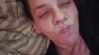 Shooting  my cum on my wife's face making her look sexy