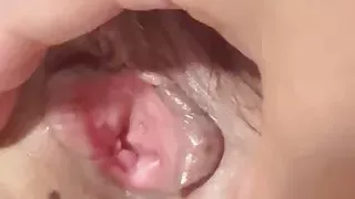 Wife wet pussy close up after her orgasm