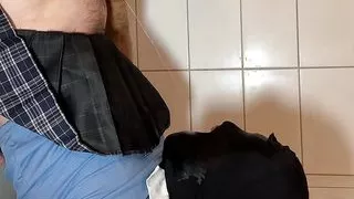 Crossdresser drinking his own piss