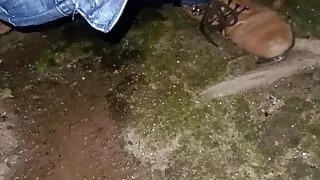 Couple peeing and having sex in public behind the church