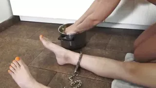 blond lesbians have fun in kitchen with vegetables and ass licking