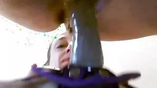 bottom view of her having her way with his ass