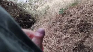 Man Meet Cute Hairy Girl in the Forest and Fucking Her Hairy Pussy. He Made His Cum with Handjob