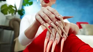 Coral Stiletto Nails Countdown JOI