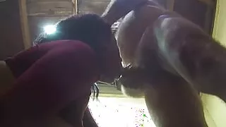 ON KNEES _ TITS OUT _ COCK IN MOUTH - Marianna Sucks My Cock & Cum