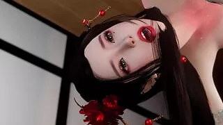 Asian babe with huge natural tits and big butts got fucked so hard by big dick and got orgasmm