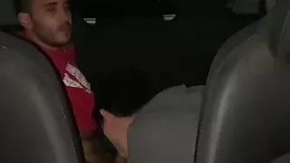 Beautiful young student seduces straight uber driver fucks her bareback her tight ass in her open ass car