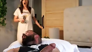 Stepdaughter caught stepdaddy jerking off!!! Let me help STEPDADDY!