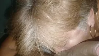 Mature grandma wanted to suck cock and uses her deep throat to make him cum