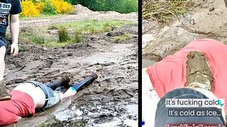 Caught having fun in the mud - outdoor public