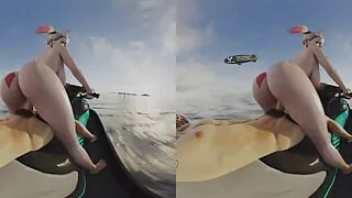 Craziness on the Jet Ski Harley Quinn Couple Big Cock Reverse Cowgirl VR Blender Wet Water Public Sex Parody