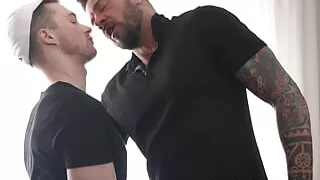 TwinkTop Horny eager twink Cole Blue seduces and breeds tatted DILF