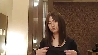 Japanese crossdresses masturbate wearing leotard skirt
