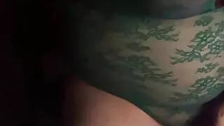 sexy cross sissy slut  with green lingerie play and cum