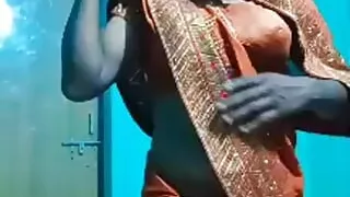 Wear bhabhis orange saree