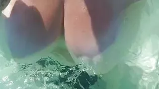 Bouncing Big Boobs in the Caribbean Sea