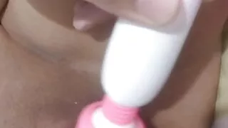 Playing my wet and tight pussy with vibrator
