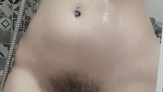 Demona caressing and touching herself in the shower