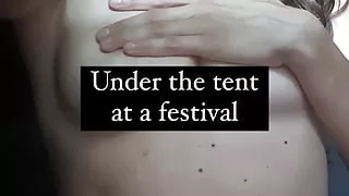 We fuck without making any noise in the middle of the day in the tent at the Hellfest festival