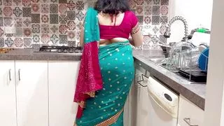 Big Boobs Married Indian wearing Saree