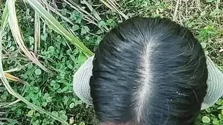 My stepsister gives me a blowjob outdoors in the river and in the forest.- She gives me several blowjobs with love and ends up fucking on all fours