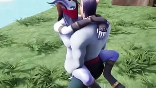 Elf fucking a draenei girl in the land of Azeroth  Warcraft porn parody