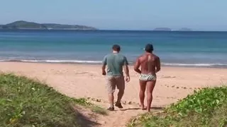 Babalu is a drop dead gorgeous Brazilian, who's down at the beach taking off her bra and panties,