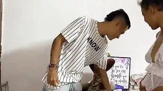 My stepbrother takes some sexy pictures of me and he gets hot with me and asks me to fuck him