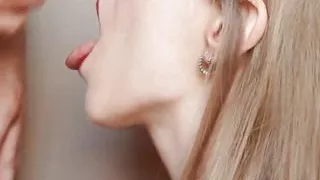 Housewife Gave Me First Time Red Lipstick Blowjob with Huge Cum Swallow, Extreme Closeup