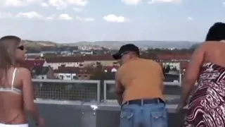 Two milf going around town fucking lucky dudes