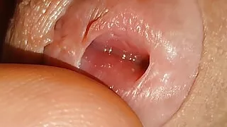 Hole enlargement with the homemade tool makes the boy's cock excited.