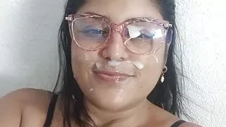 My stepsister interrupts me and I end up fucking her and filling her whole face with cum
