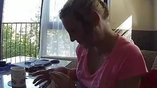 Mature brunette having fun with husband's dick