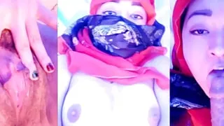 Asian Muslim is liberal and masturbates her shaved pussy and shows you her beautiful juicy tits