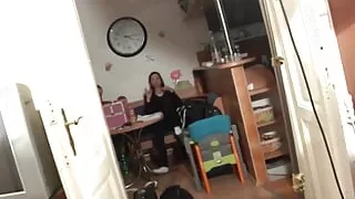 Busty babe gets fucked while licking teens pussy