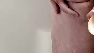 Fucking myself in the shower with dildo