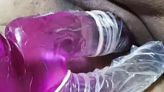 My first double penetration with a mega dildo