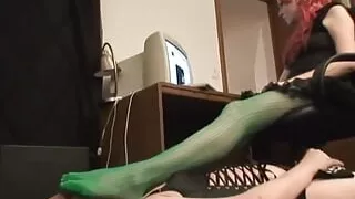 Redhead Babe Humiliating Her Slave in the Office