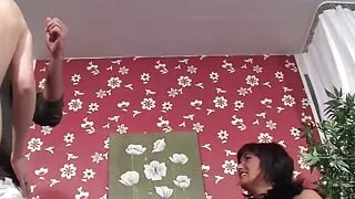 Blonde milf and horny mature are satisfying a lucky dude