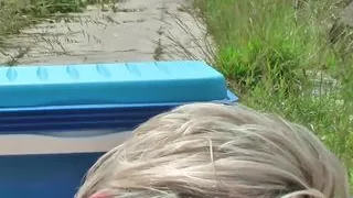 Whore getting fisted in the park