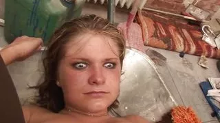 Blonde whore fucking in both holes