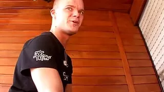 Brunette babe is draining dude's hard dong