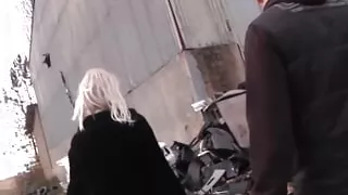 Blonde milf with big boobs wearing stockings while fucking hard