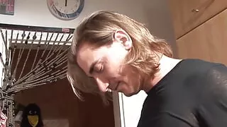 Horny blonde mature gets screwed in the kitchen