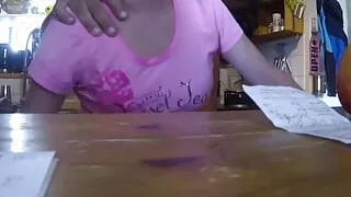 A mature woman helping her husband cum