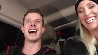 Perfect and big blonde milf fucking a dude in taxi