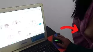 Anatomy class and handjob, sex with MILF natural tits stepmother