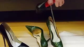 Cum On Green Snake Leather Pointed Toe Casadei High heels