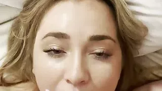 Hot BBW MILF sucks his cock until he cums on her face